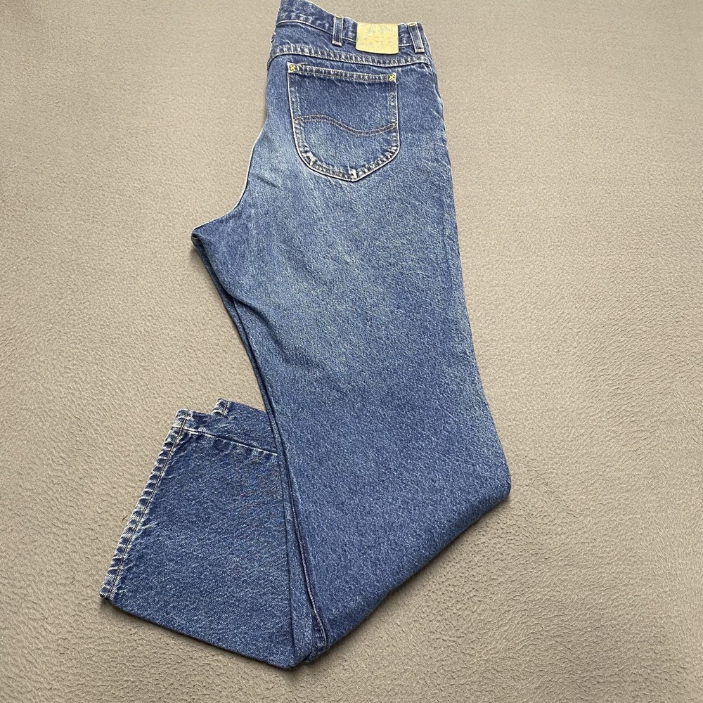 Vintage Lee Jeans Mens 38x32 Blue Denim Relaxed Fit Classic 90s Straight Leg Y2K